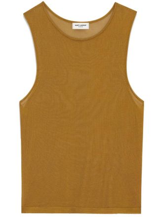 Saint Laurent Womens Viscose Brown Tops - Tan - Size Large