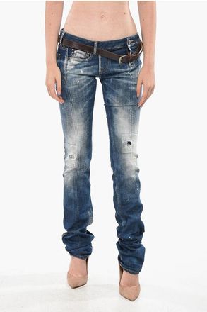 Dsquared2 Jeans Effetto Painting SHARPEI a Vita Bassa con Cintura 18cm taglia 42