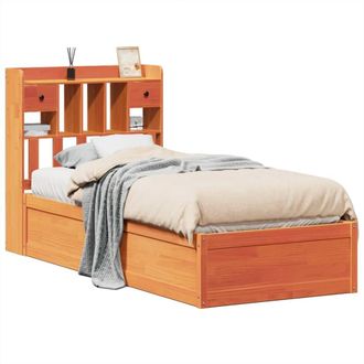 Berkfield Home Bed Frame Frame Wax Brown 75x190 cm Small Single Solid Wood Pine