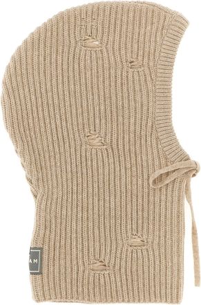 Maison Margiela Distressed Wool Balaclava Cappelli Beige-Donna
