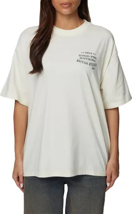 Good For Nothing Oversized Stamp T-Shirt in Ivory at Nordstrom, Size X-Large Uk
