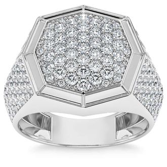 Pompeii3 2 1/2Ct Diamond Mens Hexagon Pave Hip Hop Ring in 14k Gold