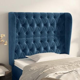 vidaXL Cabecero Con Orejas De Terciopelo Azul Oscuro 103x23x118/128 Cm Vidaxl