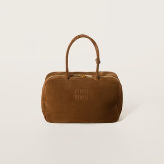 Miu Miu Suede Beau Bag, Woman, Cocoa Brown