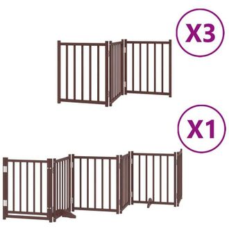 vidaXL Puerta De Perros Plegable 15 Paneles Madera &Aacute;lamo Marr&oacute;n 750 Cm Vidaxl
