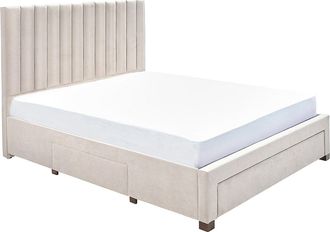 Vente-Unique Cama con 3 cajones 140 x 200 cm - Tela - Beige - LIAKO