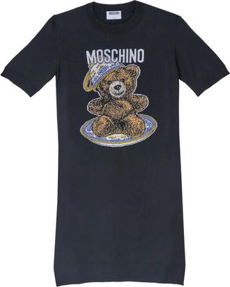 Moschino Orsetto Abito In Maglia - Dames - Kleedjes - Zwart - L - Wol - Kleedjes