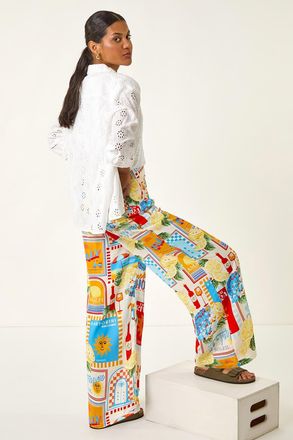Roman Sunshine Print Wide Leg Trouser