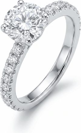 Pompeii3 Certified 1.97Ct F/SI1 Natural Diamond Engagement Ring 18k White Gold Size 6 Size: 6