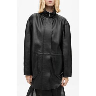 Mango Oversize Faux Leather Jacket in Black at Nordstrom Rack, Size X-Small