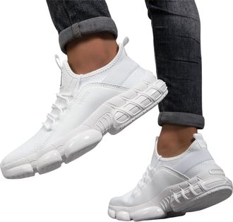 Generic Fashionable Sneakers, Lightweight Breathable Low-Top Running Shoes, Walking Shoes Cushion Comfortable, Unisex (White,8)