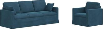 vidaXL Juego De Sof&aacute; 2 Uds. Azul Terciopelo Vidaxl