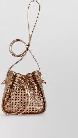 Forte_Forte leather bucket bag woven metallic strap