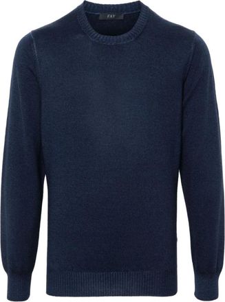 Fay Rondgebreide trui - Heren - Ronde hals truien - Blauw - 3XL - Truien & Vesten