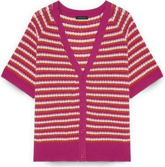 Fiorella Rubino Gestreept katoenmix vest - Dames - Vesten - Roze - L - Katoen - Truien & Vesten