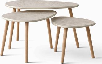Concept Usine Conjunto de 3 tablas anidadas de dise&ntilde;o de efectos de travertino