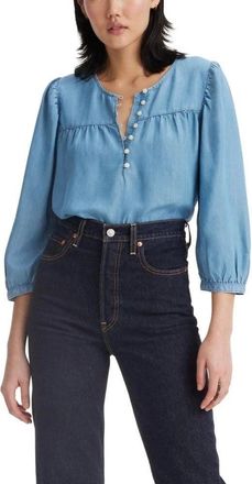 Levi's Levi&acirc;EURs Halsey Blouse Top Womens Mid Summer 3/4 Sleeve Button Front PALL617
