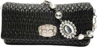 Miu Miu Pre-owned Clutches, female, Black, Size: ONE SIZE Pre-owned Leather Shoulder Bag
