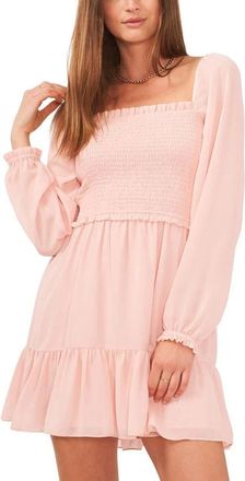 1.State Mini Dress Womens Peach Skin Chiffon Smocked Ruffle Hem FTS1382