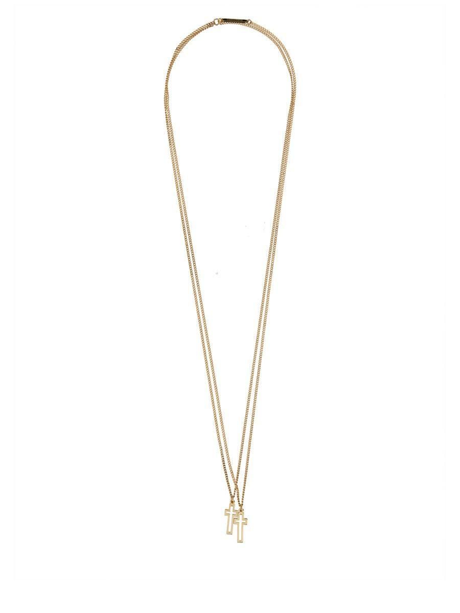 Dsquared2 ゴールド Chained2 ネックレス DSQUARED² Unisex Gold-Tone Brass Ball Chain DD Logo Necklace