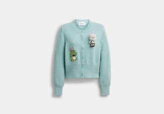 Coach Brain Dead Plush Character Cardigan In Organic Cotton