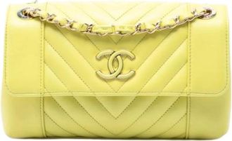 Chanel Pre-owned Vintage Crossbody Shoulder Bag - Dames - Vintage Schoudertas - Geel - ONE Size - Leer - Vintage