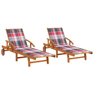 vidaXL Tumbonas Con Cojines 2 Unidades Madera Maciza De Acacia Vidaxl
