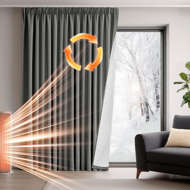 Deconovo Thermovorhang Kälteschutz, Gardinen mit Kräuselband gegen Kälte, Wärmeisolierend Vorhang Verdunkelung Wohnzimmer, 160 x 280(HöhexBreite), Taupe, 1 Stü ab 35,49 €