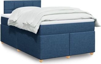 vidaXL Cama Box Spring Con Colch&oacute;n Tela Azul 120x190 Cm Vidaxl