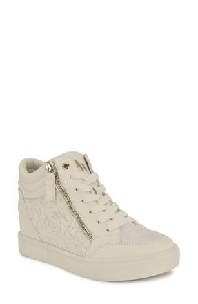 Nine West Tons Lace-Up Wedge Sneaker in Ivory Lace at Nordstrom, Size 7.5