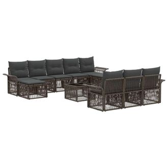 vidaXL Conjunto De Sof&aacute;s De Jard&iacute;n 11 Pcs Gris Rat&aacute;n Sint&eacute;tico Vidaxl