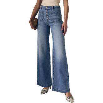 LE JEAN Georgia Patch Pocket Wide Leg Jeans in Hidden Gem at Nordstrom, Size 27