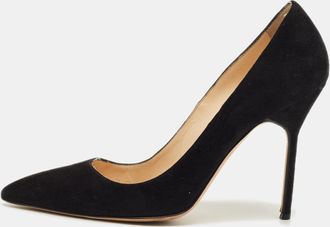 Manolo Blahnik Black Suede Bb Pointed Toe Pumps