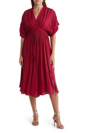 Wishlist Dolman Sleeve Tie Waist Midi Dress in Burgundy at Nordstrom Rack, Size Medium