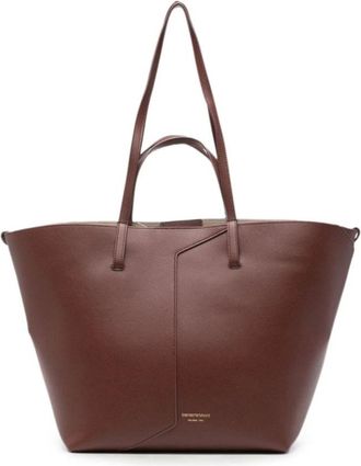 Emporio Armani Tassen, Dames, Bruin, ONE Size, Leer, Leren Tote Bag