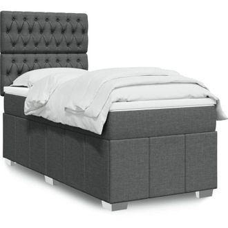 vidaXL Cama Box Spring Con Colch&oacute;n Tela Gris Oscuro 90x200 Cm Vidaxl
