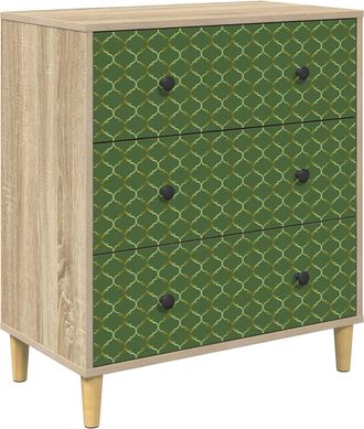 vidaXL Cajonera Geleen Impresi&oacute;n Geom&eacute;trica En Esmeralda Sonoma Vidaxl