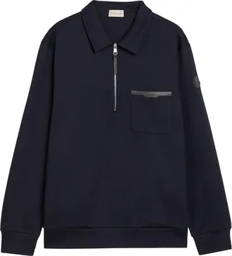 Moncler Patch Pocket Cotton-blend Sweatshirt - Navy - Xxl