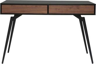 Miliboo Miliboo - Escritorio Moderno Negro Mate Y Contrachapado De Nogal Tripoli