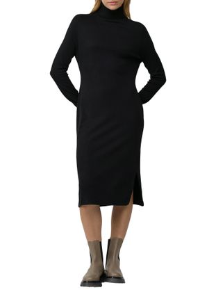 s.Oliver Sommerkleid S.OLIVER, Damen, Gr. 40, N-Gr, schwarz, Web, Obermaterial: 72% Viskose, 28% Polyester, unifarben, regular fit knielang, ohne Ausschnitt, e