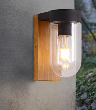 Brilliant Aplique Exterior Cabar Madera Y Negro - Bombilla E27 M&aacute;x 40w