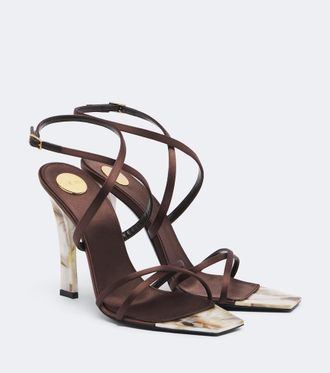 Saint Laurent Lutetia satin and mother-of-pearl sandals