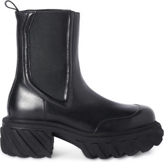Off-white Black Leather Chelsea Boots
