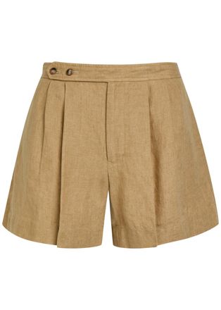 Polo Ralph Lauren Pleated Linen Shorts - Brown - 12 (UK14 / L)