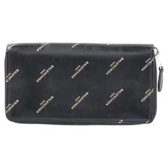 Balenciaga Pre-owned Womens Bazar Logo Flap Continental Wallet in Black Leather - One Size