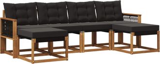 vidaXL Conjunto De Sof&aacute;s De Exterior 6 Uds. Natural Y Negro Vidaxl