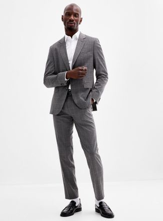 HUGO BOSS Mens Grey windowpane check suit Extra slim fit