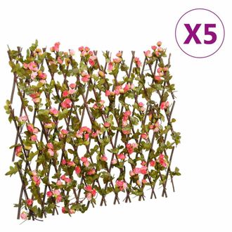 Berkfield Home Berkfield&not;Artificial Ivy Trellis Expandable 5 pcs Dark Pink 180x60 cm