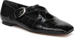 Vince Cici Cross Strap Flat in Black Croc at Nordstrom Rack, Size 7.5