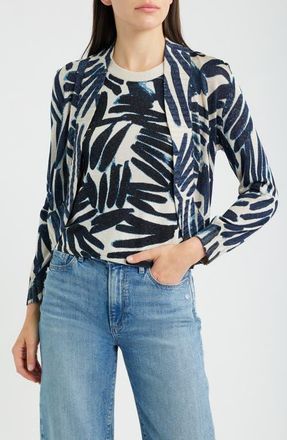 Nic+Zoe Painted Palms Cardigan in Indigo Multi at Nordstrom, Size Xx-Large